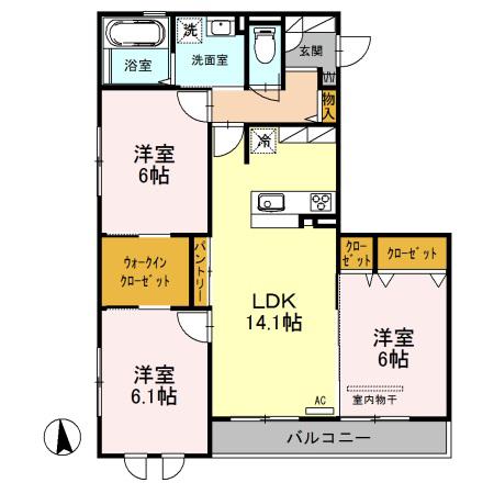 ノアールブラン泉中央(3LDK/2階)の間取り写真