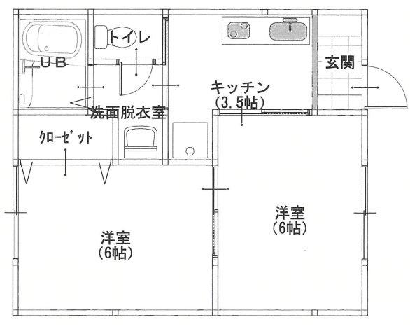 長沢アパート(2K/1階)の間取り写真