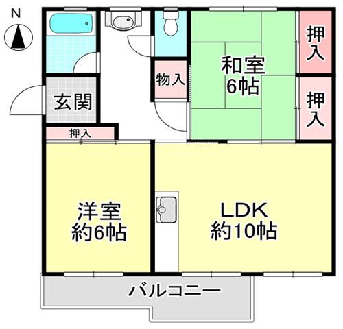 金剛第三 214棟(2LDK/4階)の間取り写真