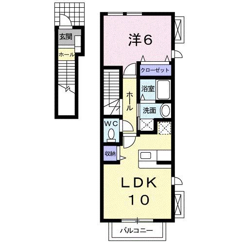 ブロッサムズ汐見(1LDK/2階)の間取り写真
