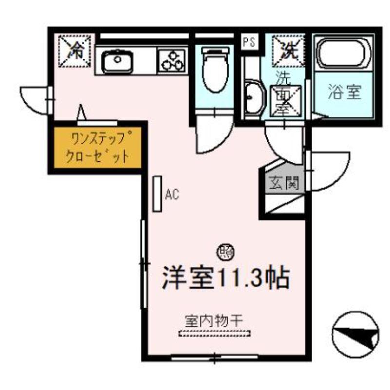 アヴェルラ京橋(ワンルーム/2階)の間取り写真
