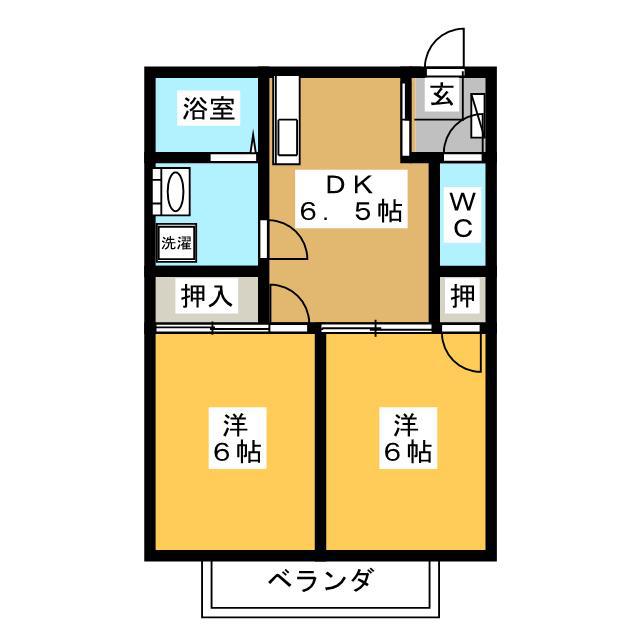 スカイメゾン I(2DK/2階)の間取り写真