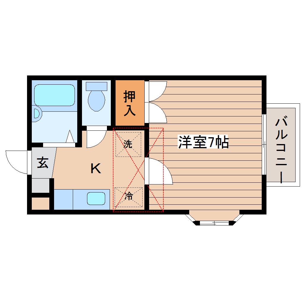 スコルピア(1K/2階)の間取り写真