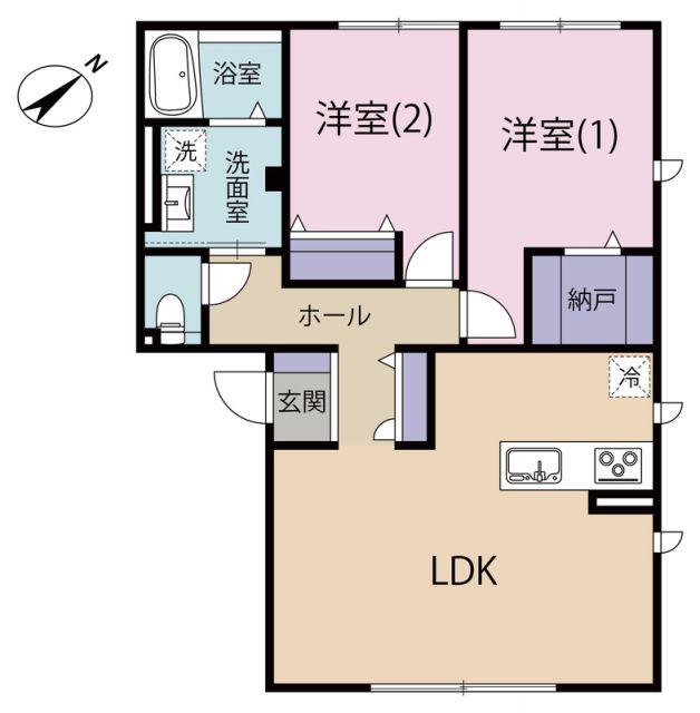 GRAND HILL 清水 I(2LDK/2階)の間取り写真