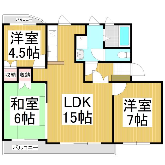 カサフィーナAII(3LDK/1階)の間取り写真
