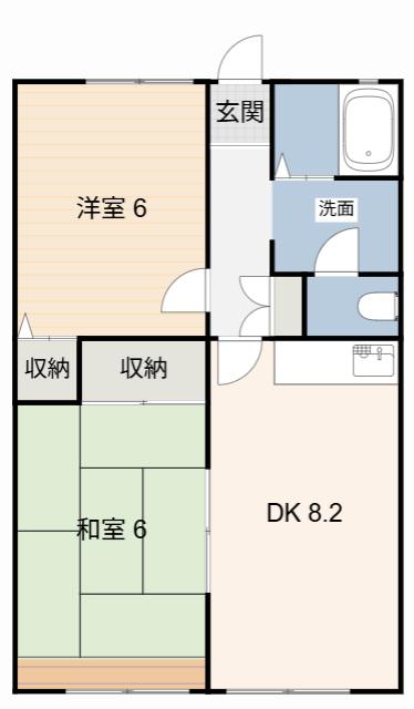ルミエール A(2DK/1階)の間取り写真