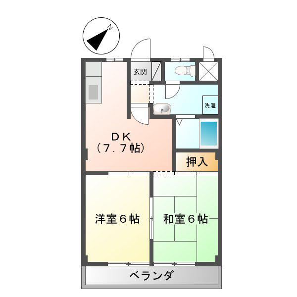 グランドハイツ森山(2DK/3階)の間取り写真