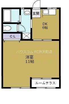 ヴィラナリー港晴(1DK/3階)の間取り写真