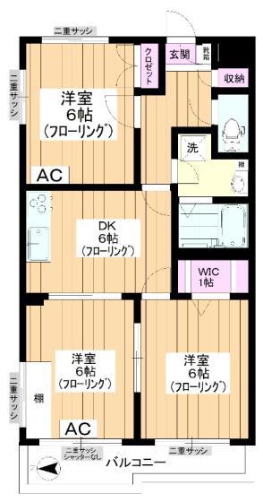 ローンヒルズ・ヤハラ(3DK/2階)の間取り写真