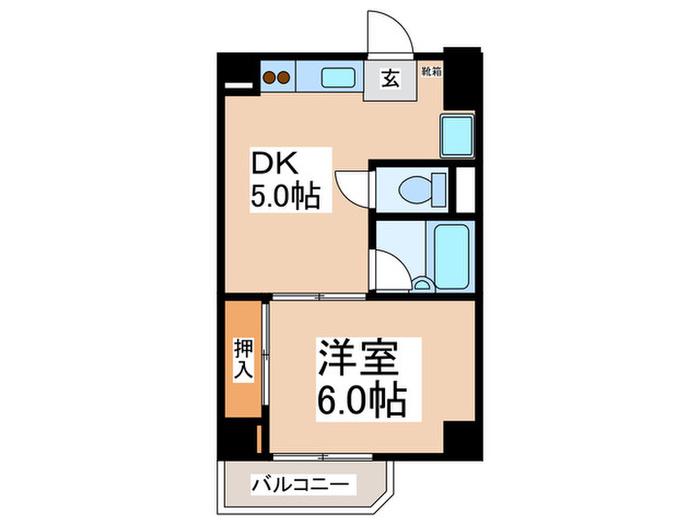 ETAGE NAKAYAMA(1DK/4階)の間取り写真