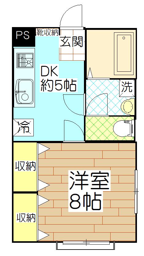 カーサ白鳥(1DK/1階)の間取り写真