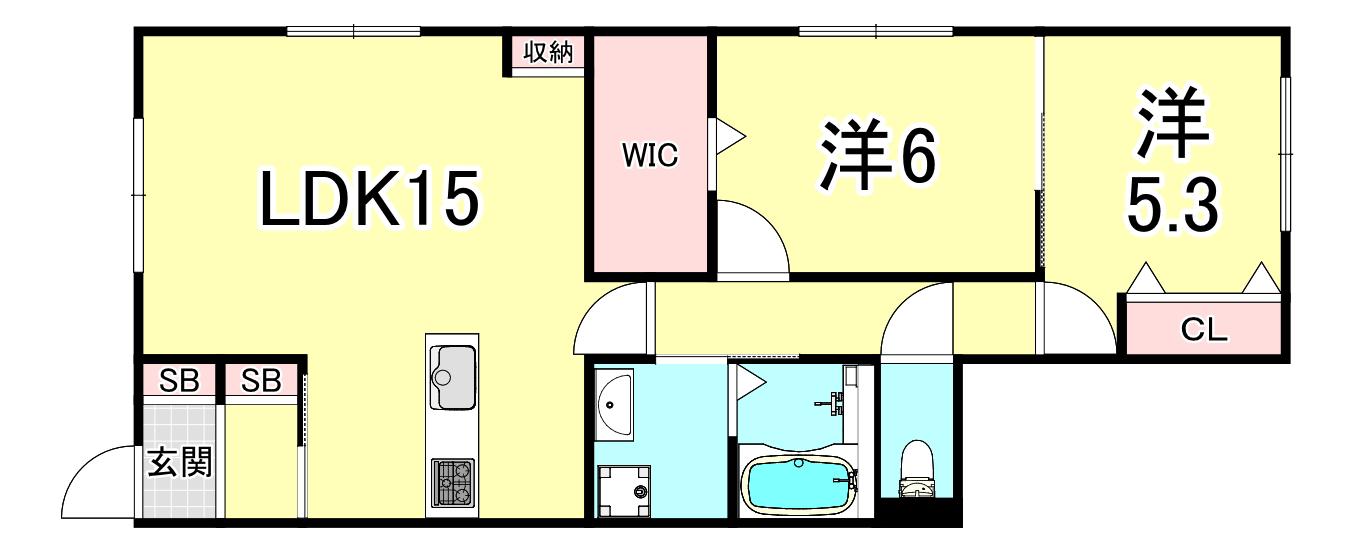 ベルメゾン星陵台(2LDK/1階)の間取り写真