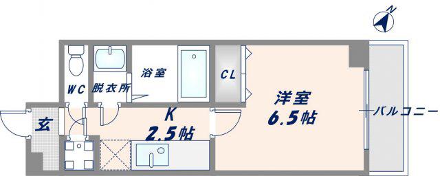 リバーサイド金岡五番館(1K/2階)の間取り写真