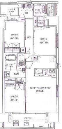イニシア所沢(3LDK/8階)の間取り写真