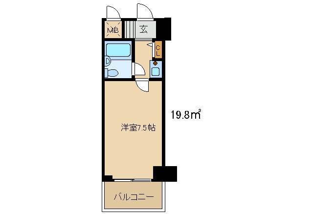 ライオンズマンション高崎田町(1K/4階)の間取り写真
