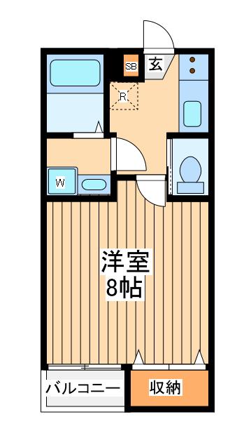 小田急線 町田駅 徒歩13分 3階建 築8年(1K/2階)の間取り写真