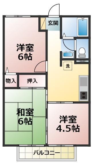 ライトコート国府台III(3K/2階)の間取り写真