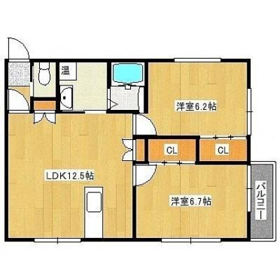 VIBRANT II(2LDK/2階)の間取り写真
