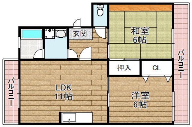 マンションTAKAYAII(2LDK/1階)の間取り写真