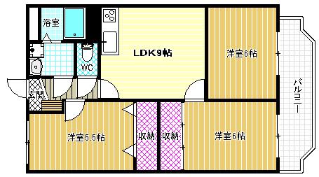 サンウォーク(3LDK/2階)の間取り写真