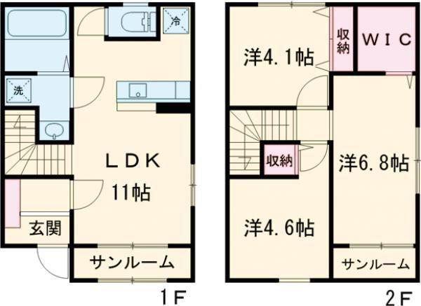 リーブルファイン長太栄町IV(3LDK/1階)の間取り写真