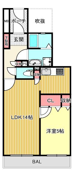 サーパス博多駅前(1LDK/10階)の間取り写真