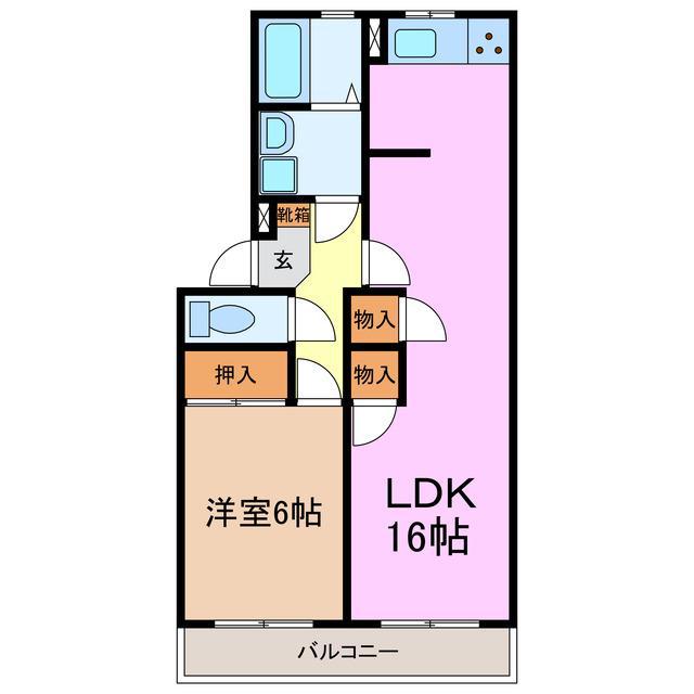 ヒルズ茶園(1LDK/5階)の間取り写真