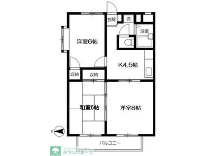アメニティFM A棟(3K/2階)の間取り写真