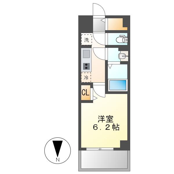 メイクス名駅南II(1K/12階)の間取り写真