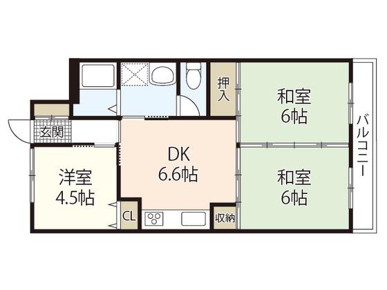 コーポグリーンピア(3DK/2階)の間取り写真