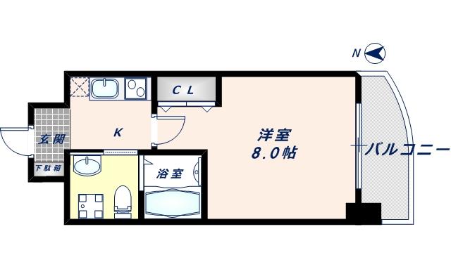 TLRレジデンス高井田(1K/4階)の間取り写真