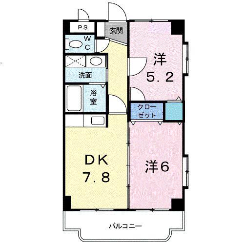 パレスビュー崎山(2DK/1階)の間取り写真