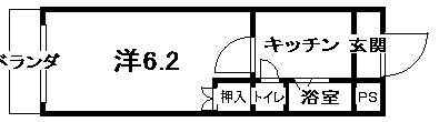 ラリティ田中(1K/1階)の間取り写真
