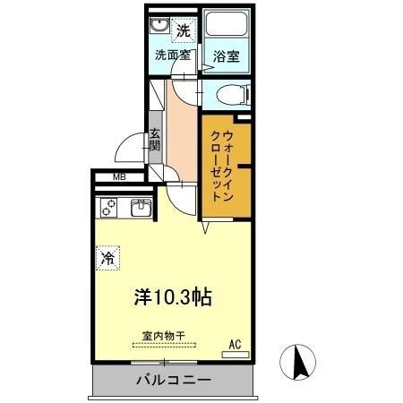 ウエスト ヴィレッジⅡ A棟(ワンルーム/3階)の間取り写真
