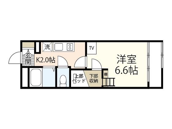 レオパレスMELODEY(1K/1階)の間取り写真