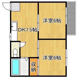 コスモハイツマミ(2DK/2階)の間取り写真