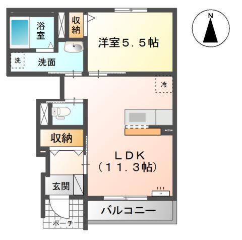 アリエッタII(1LDK/1階)の間取り写真