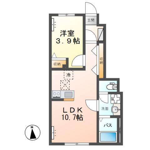 つくば市大曽根アパート(1LDK/1階)の間取り写真