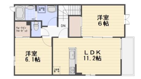 ベルコロレⅡ B(2LDK/2階)の間取り写真
