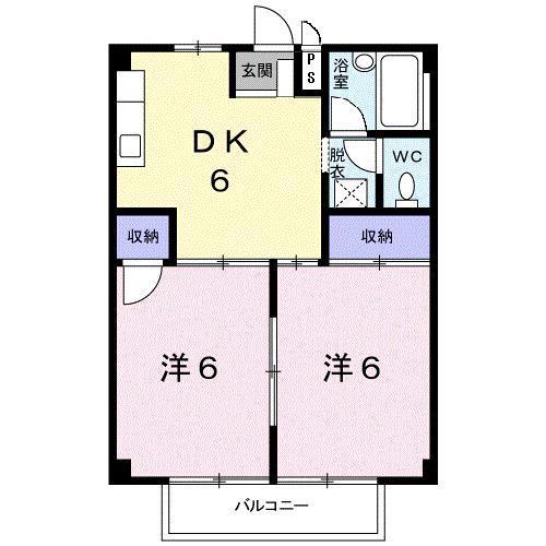 コーポ旭(2DK/2階)の間取り写真