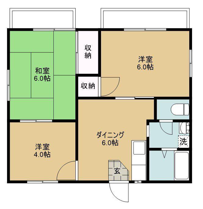 コーポ久米B(3DK/2階)の間取り写真