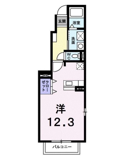 クレメント・エヌ B(ワンルーム/1階)の間取り写真