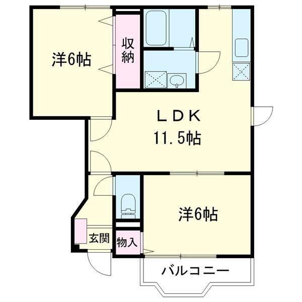ユーロパレスII(2LDK/1階)の間取り写真