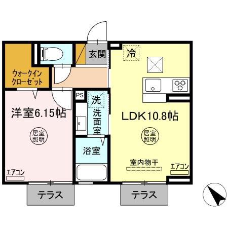 パーシモン(1LDK/1階)の間取り写真