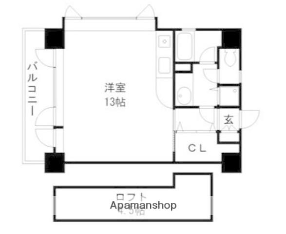 ダイナコート天神南(ワンルーム/13階)の間取り写真