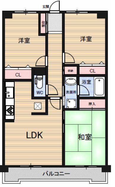 ファインビュー千葉(3LDK/7階)の間取り写真