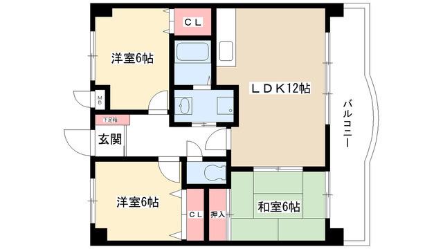 メゾン藤英 北館(3LDK/2階)の間取り写真