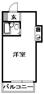 三田ハウス(ワンルーム/2階)の間取り写真