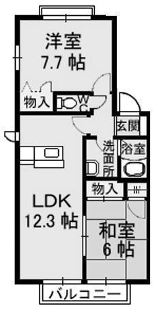 グランシードあい A・B棟(2LDK/1階)の間取り写真