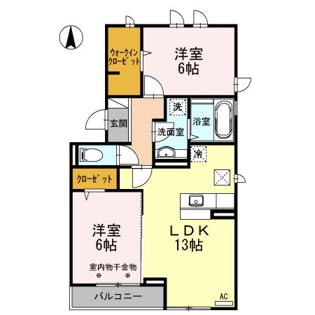 ルミエール西焼津(2LDK/1階)の間取り写真